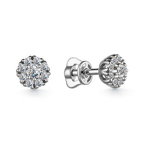 Cercei pusete din aur alb cu pietre Diamant