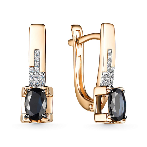 Cercei din aur roșu cu pietre Diamant, Safir