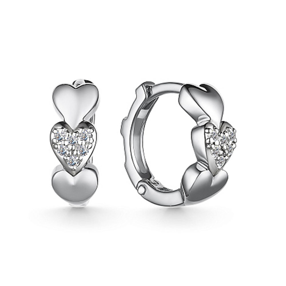 Cercei Creole din aur alb cu pietre Diamant