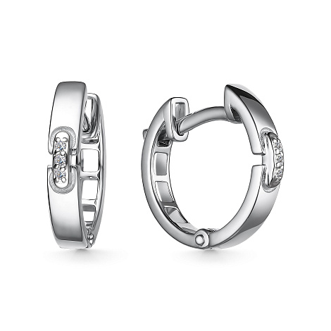 Cercei Creole din aur alb cu pietre Diamant