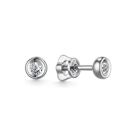 Cercei Pusete din aur alb cu pietre Diamant