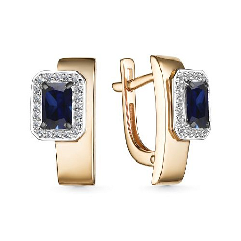 Cercei din aur roșu cu pietre Diamant, Safir