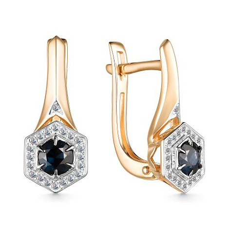 Cercei din aur roșu cu pietre Diamant, Safir