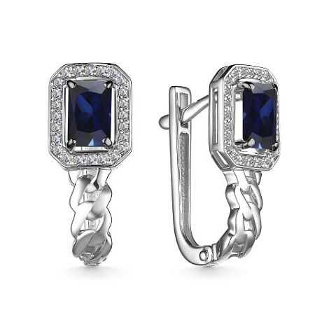 Cercei din aur alb cu pietre Diamant, Safir
