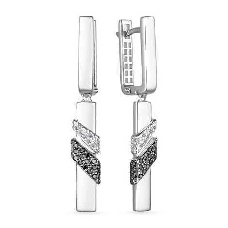 Cercei Suspendați din aur alb cu pietre Diamant, Diamant negru