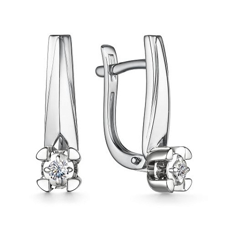 Cercei din aur alb cu pietre Diamant