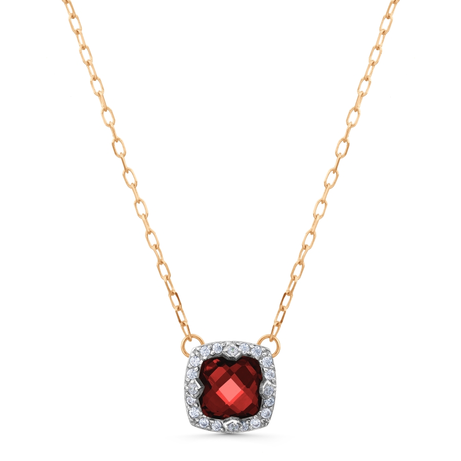 Colier din aur roșu cu pietre Cubic Zirconia Incolor, Granat