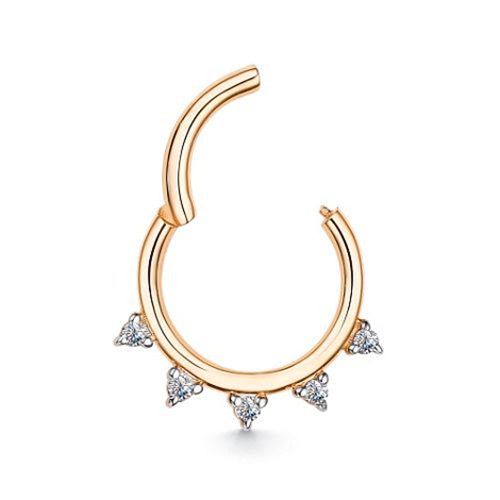 Piercing din aur roșu cu pietre Diamant