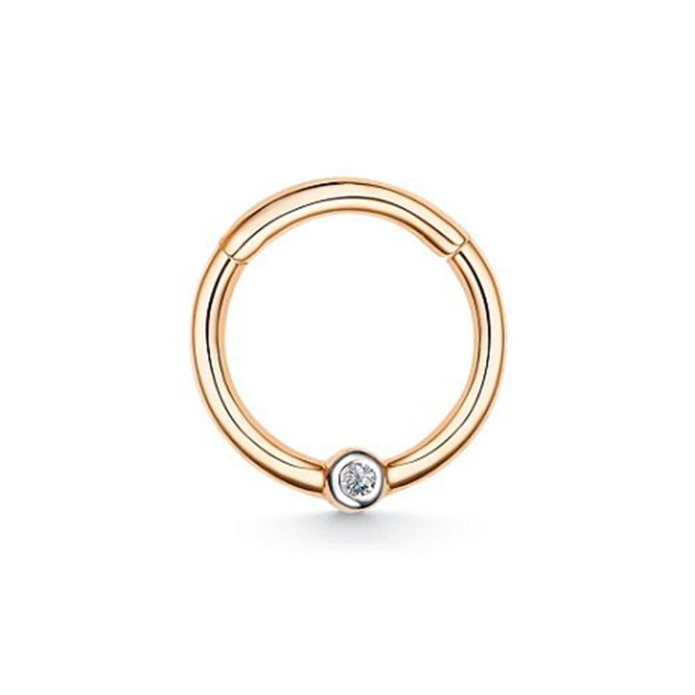 Piercing din aur roșu cu pietre Diamant