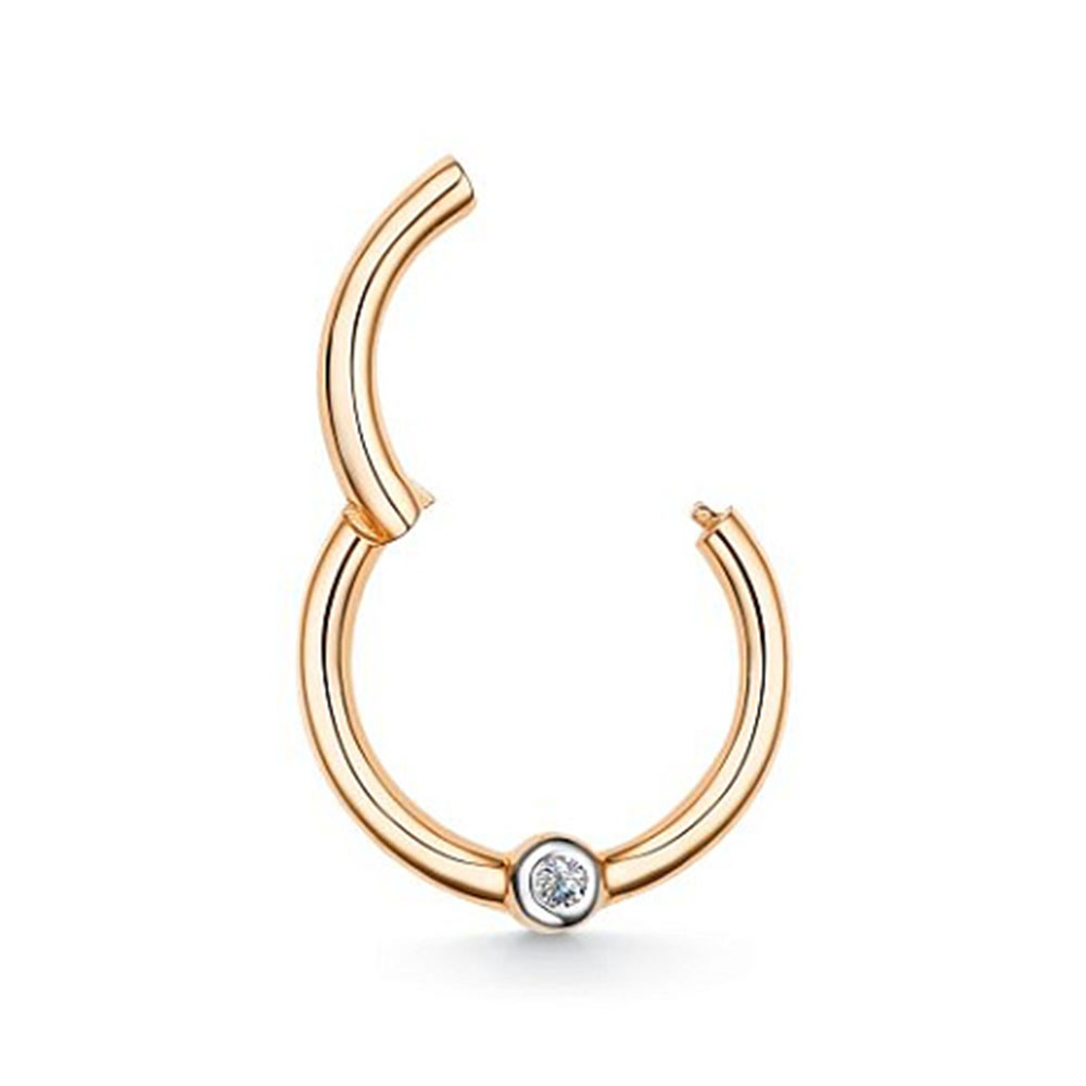 Piercing din aur roșu cu pietre Diamant