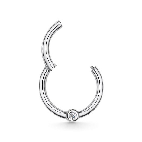 Piercing din aur alb cu pietre Diamant