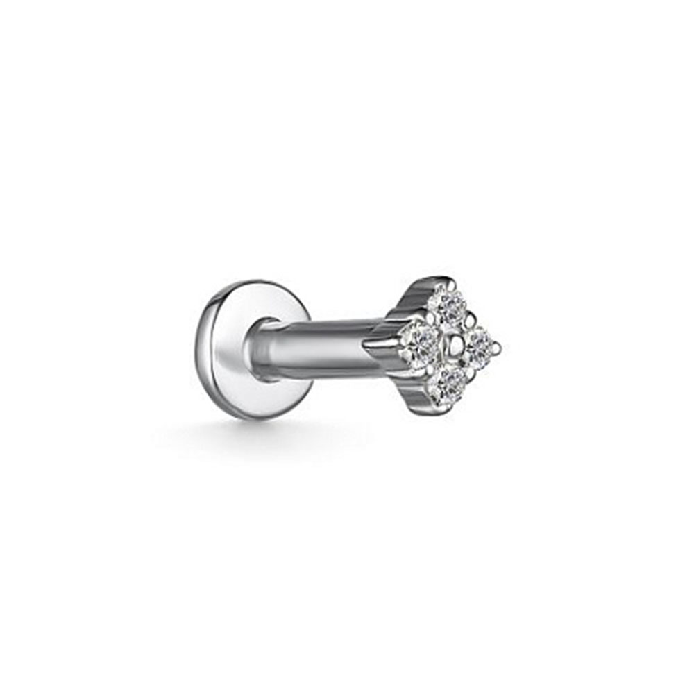 Piercing din aur alb cu pietre Diamant