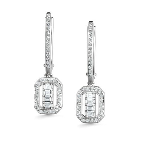 Cercei Suspendați din aur alb cu pietre Diamant