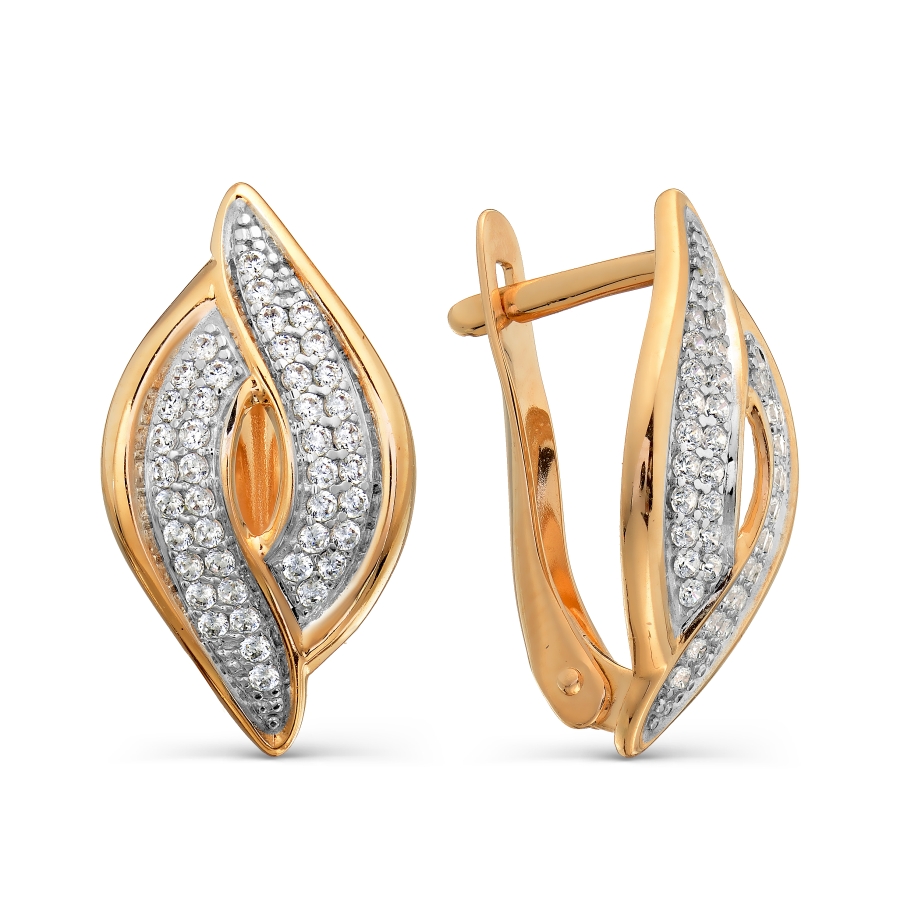 Cercei din aur roșu cu pietre Cubic Zirconia Incolor
