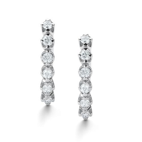 Cercei din aur alb cu pietre Diamant