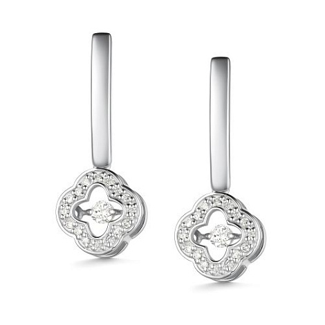 Cercei din aur alb cu pietre Diamant