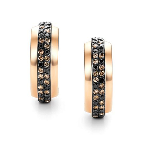 Cercei din aur roșu cu pietre Diamant negru, Diamant Cognac
