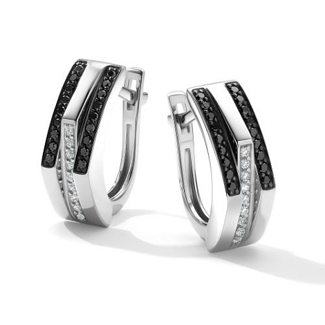 Cercei din aur alb cu pietre Diamant, Diamant negru
