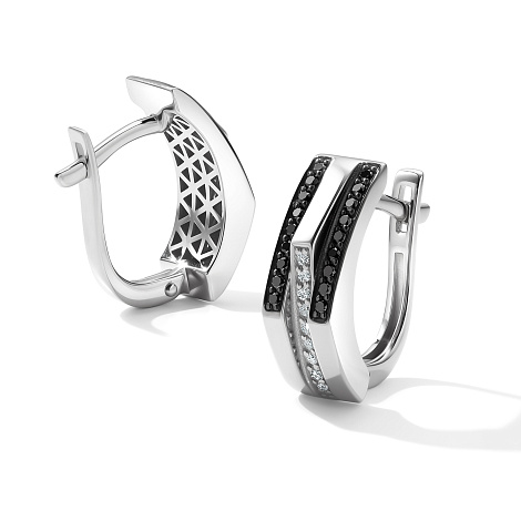 Cercei din aur alb cu pietre Diamant, Diamant negru