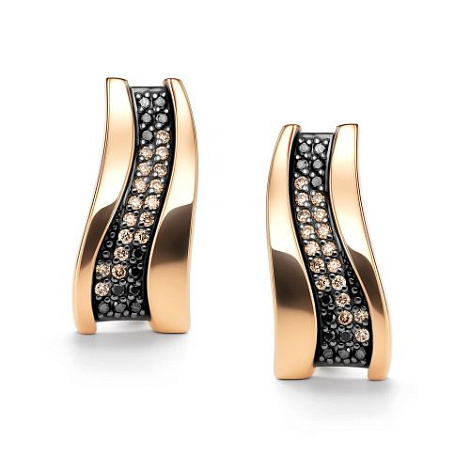 Cercei din aur roșu cu pietre Diamant negru, Diamant Cognac