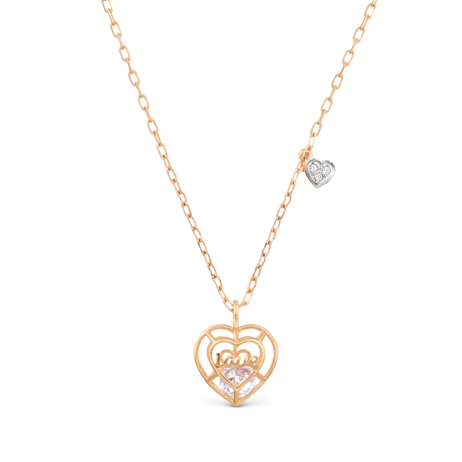 Colier din aur roșu cu pietre Cubic Zirconia Incolor