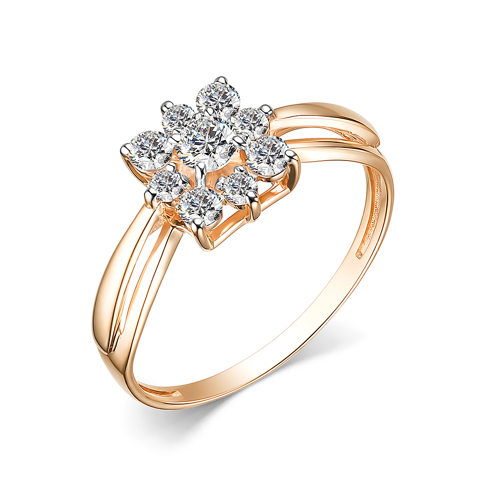 Inel din aur roșu cu pietre Cubic Zirconia Incolor