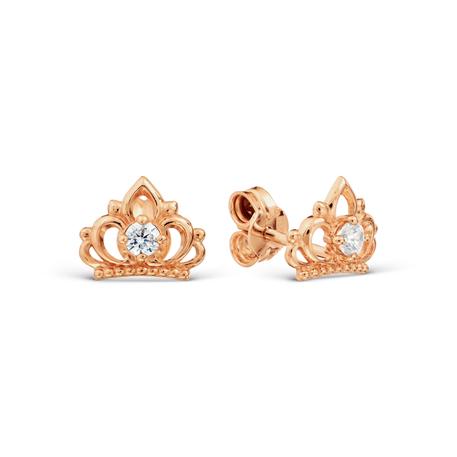 Cercei Pusete din aur roșu cu pietre Cubic Zirconia Roz