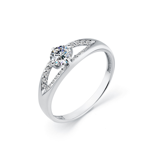 Inel din aur alb cu pietre Cubic Zirconia Incolor