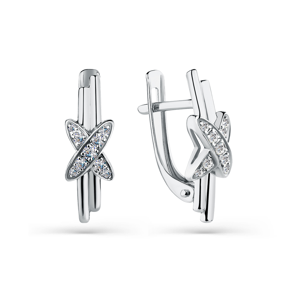 Cercei din aur alb cu pietre Cubic Zirconia Incolor