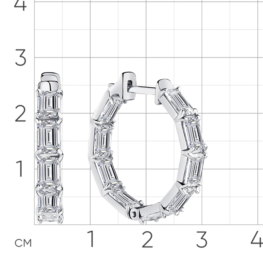 Cercei Creole din aur alb cu pietre Cubic Zirconia Incolor