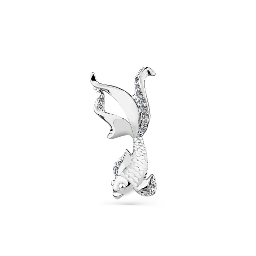 Pandantiv din aur alb cu pietre Cubic Zirconia Incolor