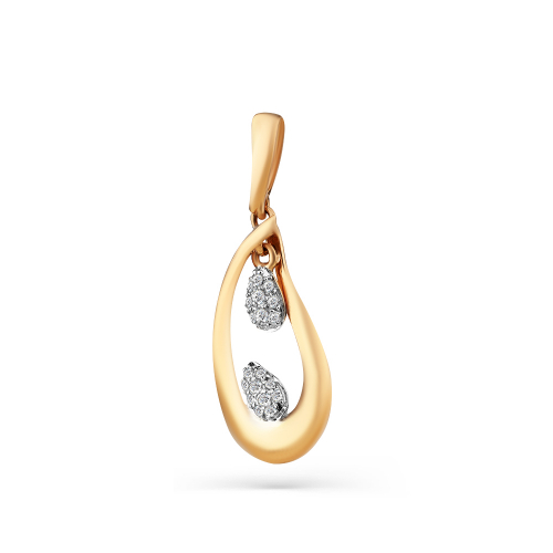 Pandantiv din aur roșu cu pietre Cubic zirconia