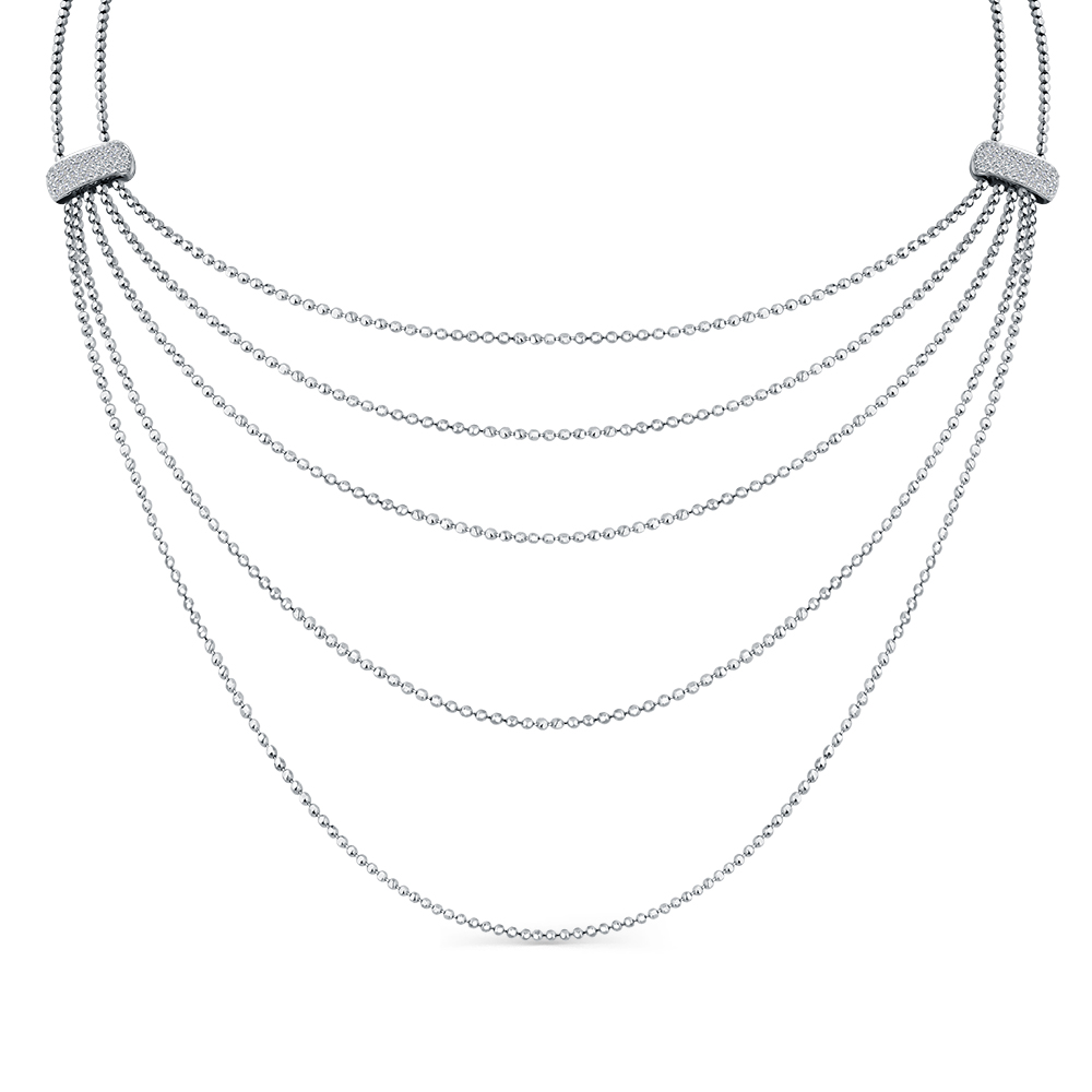 Colier din aur alb cu pietre Cubic Zirconia Incolor