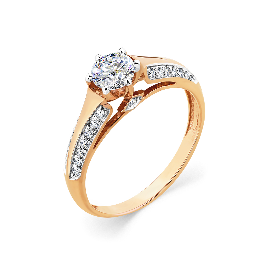 Inel din aur roșu cu pietre Cubic Zirconia Incolor
