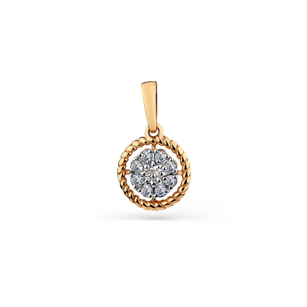 Pandantiv din aur roz cu pietre Cubic Zirconia Incolor
