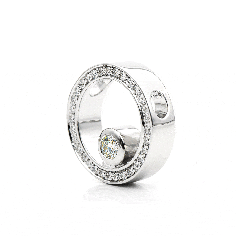 Pandantiv din aur alb cu pietre Diamant