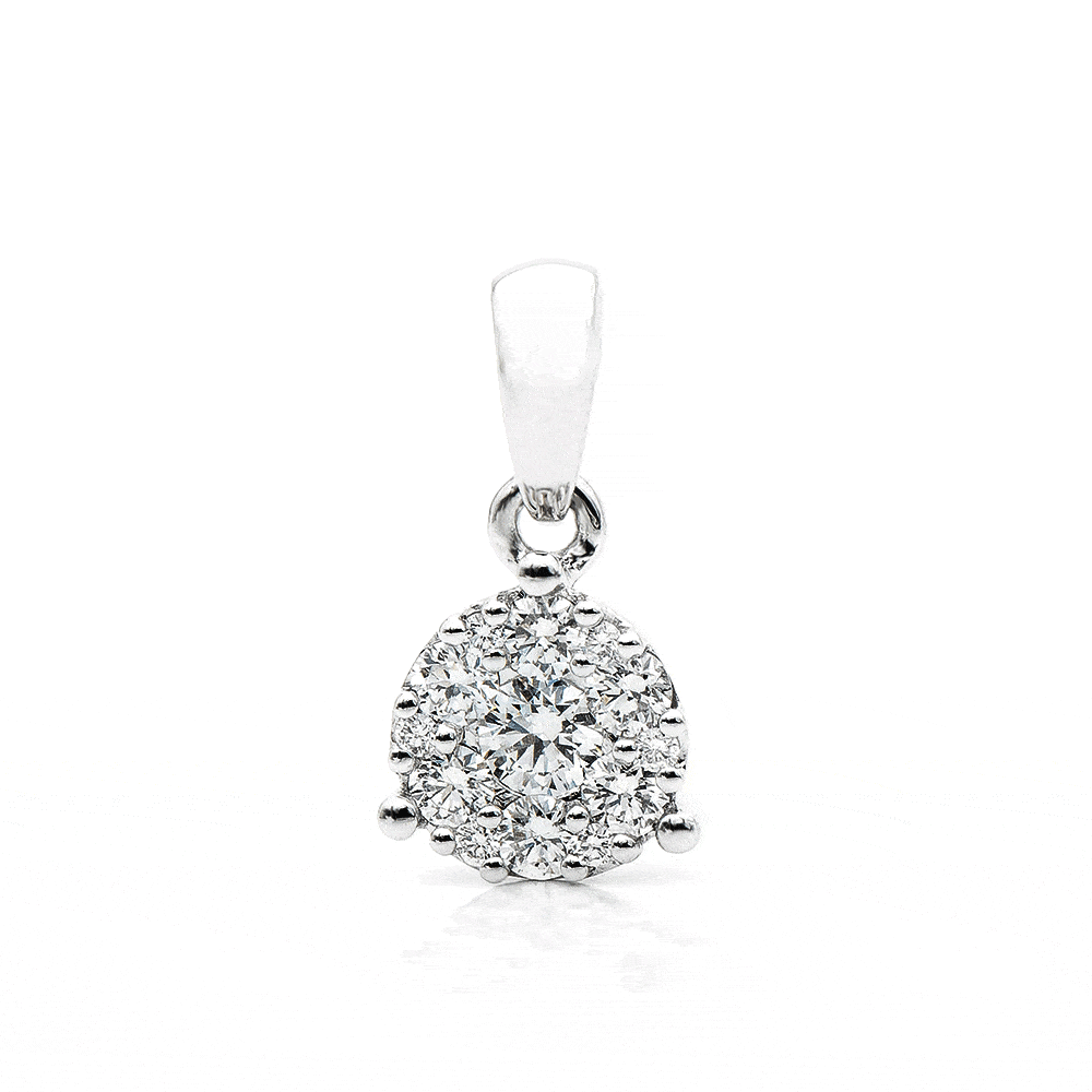 Pandantiv din aur alb cu pietre Diamant