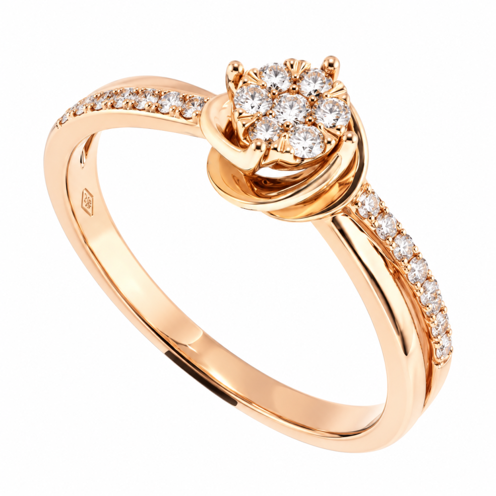 Inel din aur roz cu Diamant