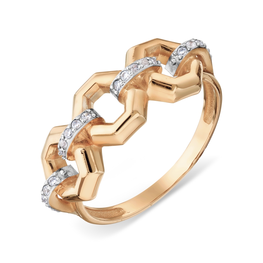 Inel din aur roșu cu pietre Cubic Zirconia Incolor