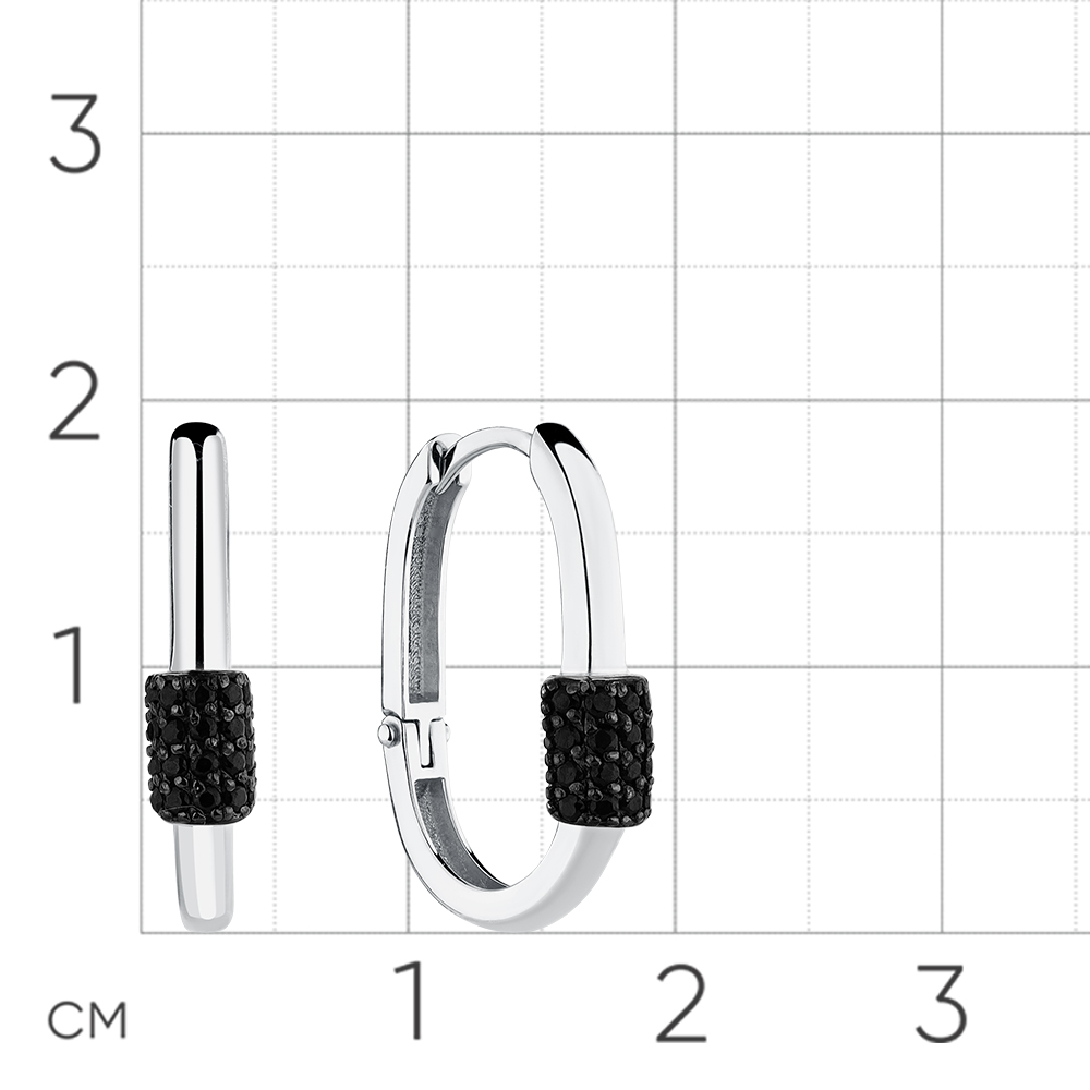 Cercei Creole din aur alb cu pietre Cubic Zirconia Negru
