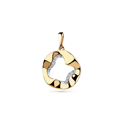 Pandantiv din aur roșu cu pietre Cubic zirconia