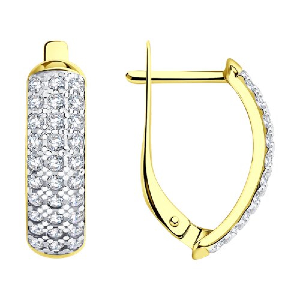 Cercei din aur galben cu pietre Cubic Zirconia Incolor