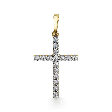 Cruce din aur galben cu pietre Diamant