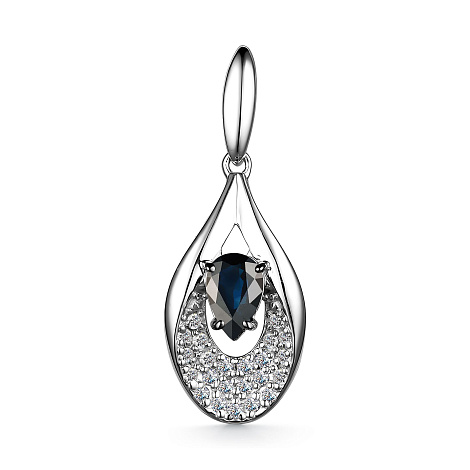 Pandantiv din aur alb cu pietre Diamant, Safir