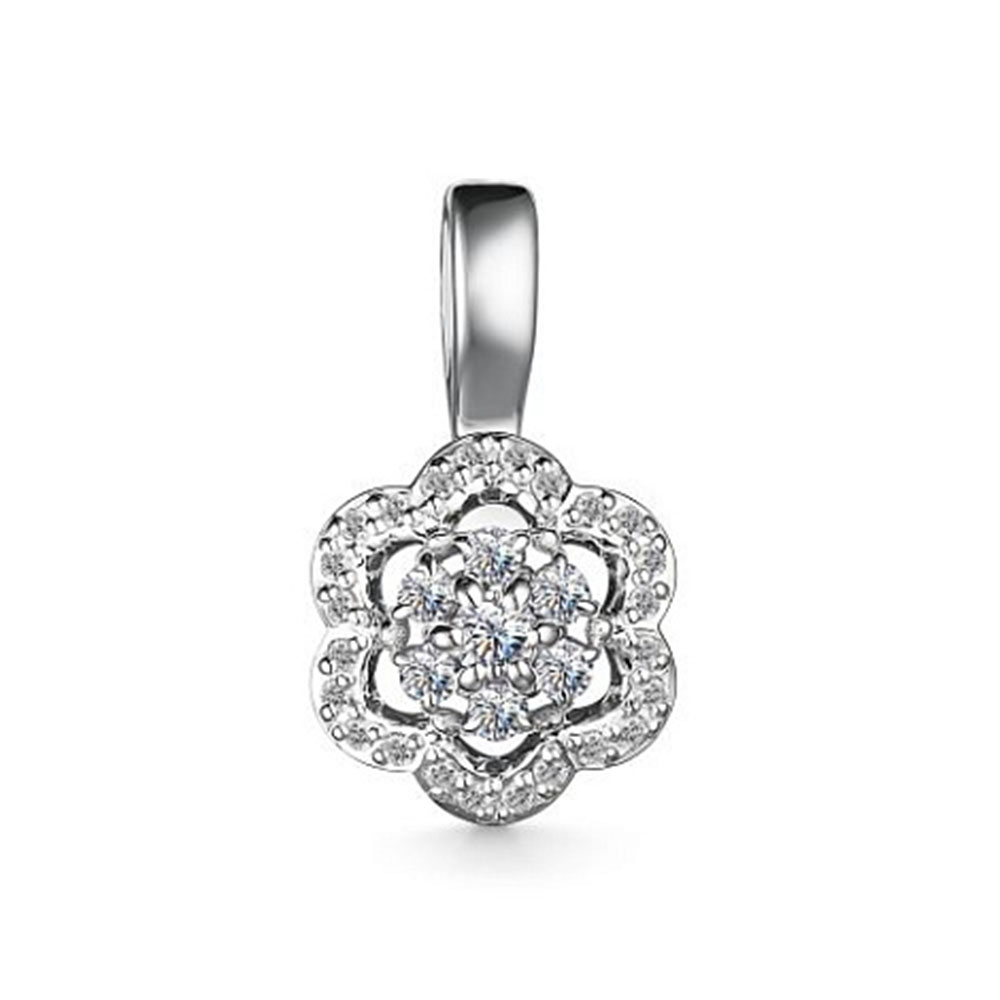 Pandantiv din aur alb cu pietre Diamant