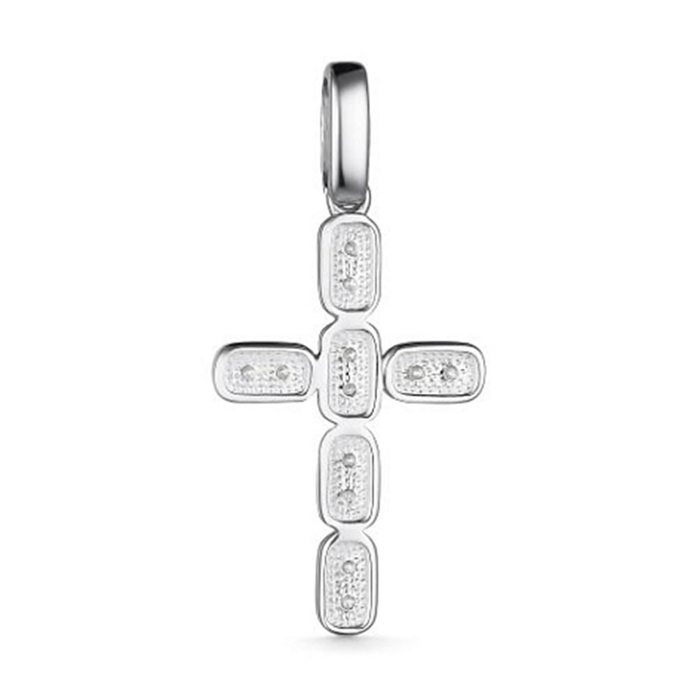 Cruce din aur alb cu pietre Diamant