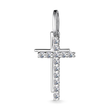 Cruce din aur alb cu pietre Diamant