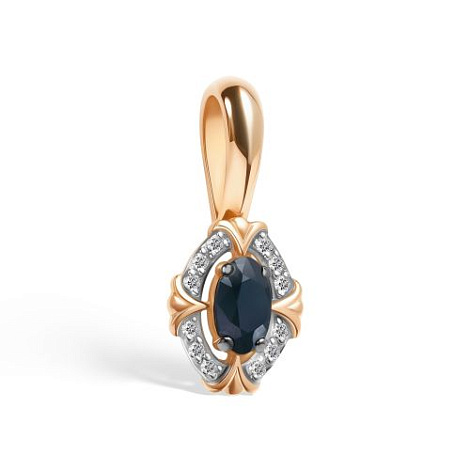 Pandantiv din aur roșu cu pietre Diamant, Safir
