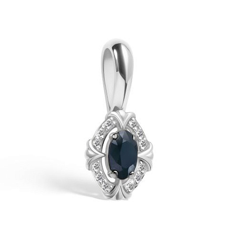 Pandantiv din aur alb cu pietre Diamant, Safir
