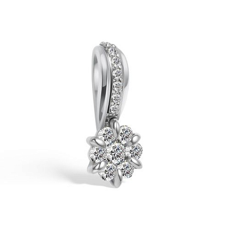 Pandantiv din aur alb cu pietre Diamant